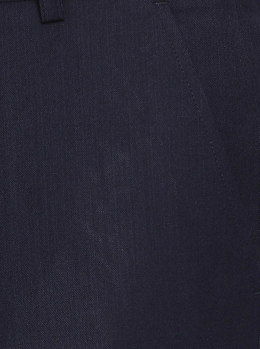 Navy Blue Solid Classic Fit Formal Trouser | JadeBlue