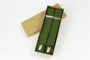 OLIVE GREEN Y-back wedding suspenders for groomsmen and groom