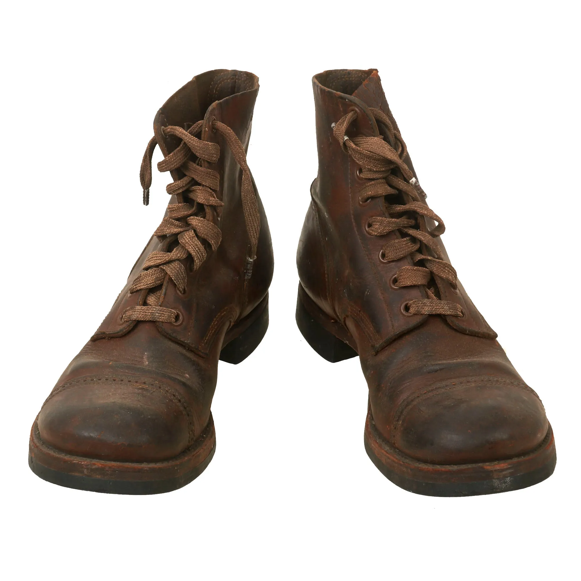 Original U.S. WWII Model 1939 American Service Shoe Low Boot Named to Captain W.N. Cluse - Size 7