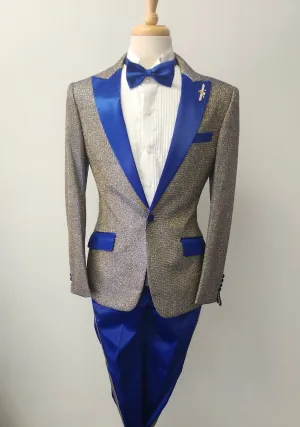 Royal Blue and Gold Shimmer Fashion Suit