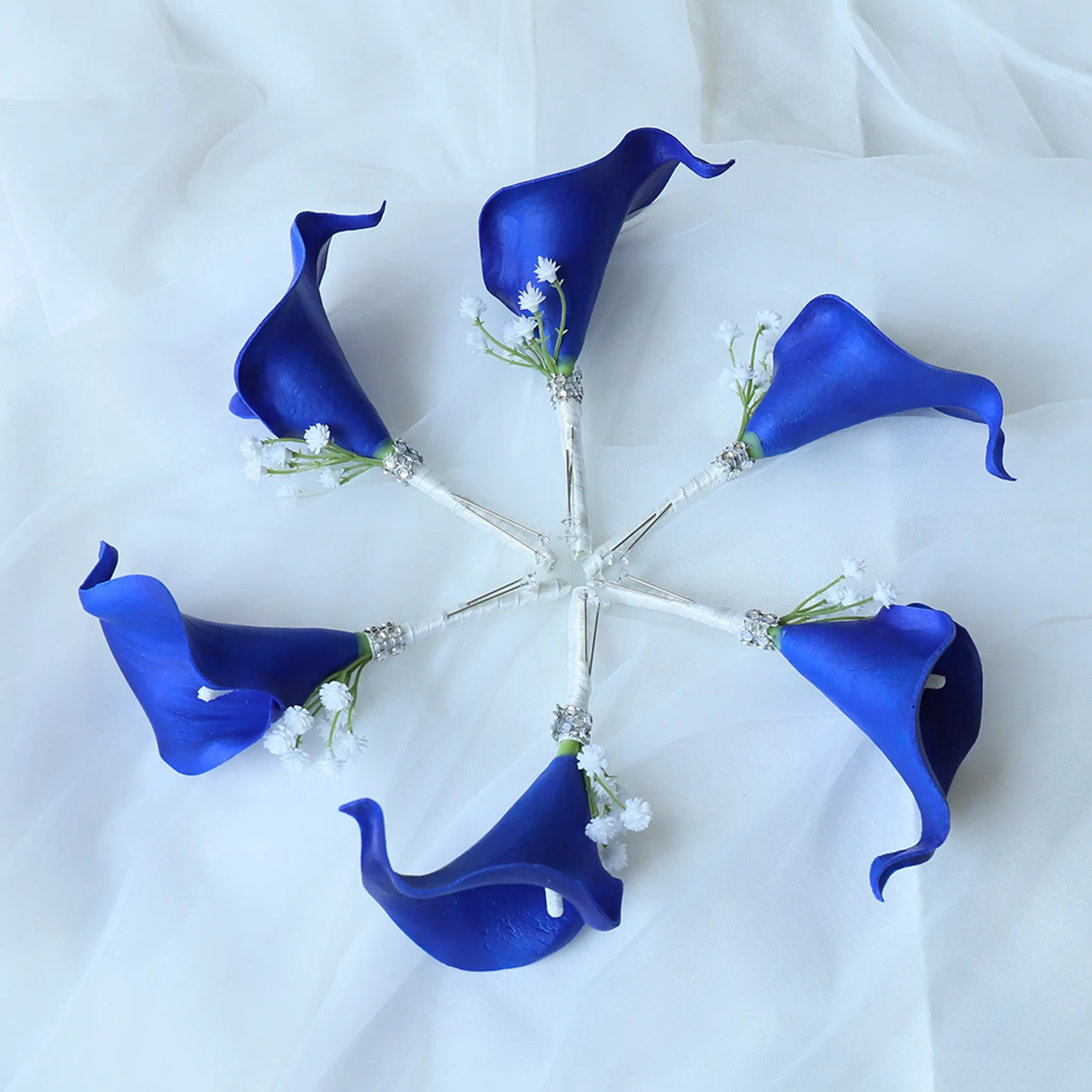 Royal Blue Calla Lily Wedding Bouquets Boutonnieres Corsages