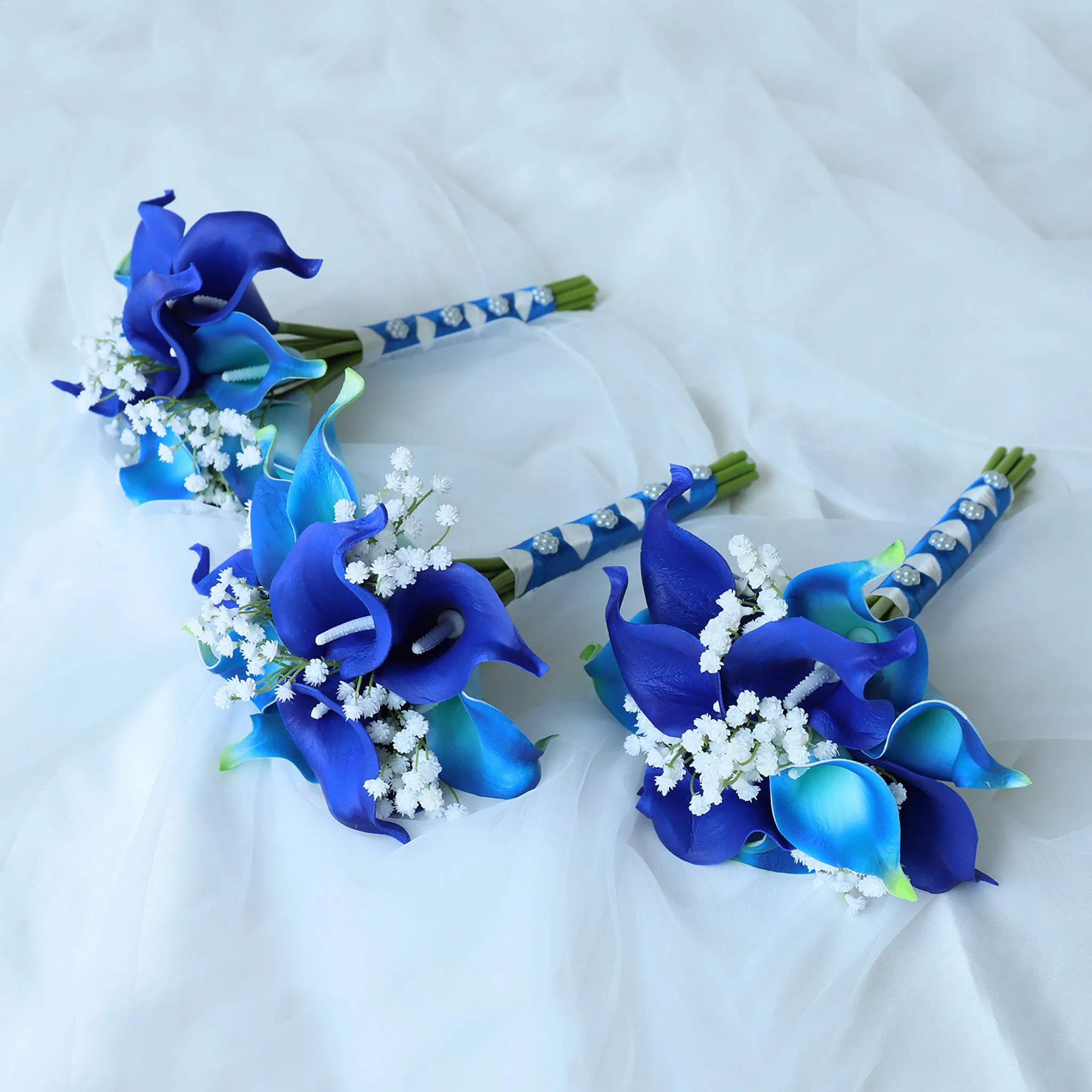 Royal Blue Calla Lily Wedding Bouquets Boutonnieres Corsages