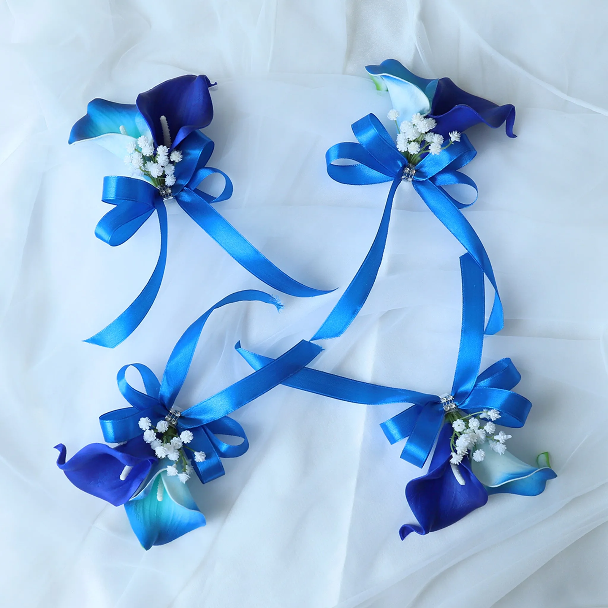 Royal Blue Calla Lily Wedding Bouquets Boutonnieres Corsages