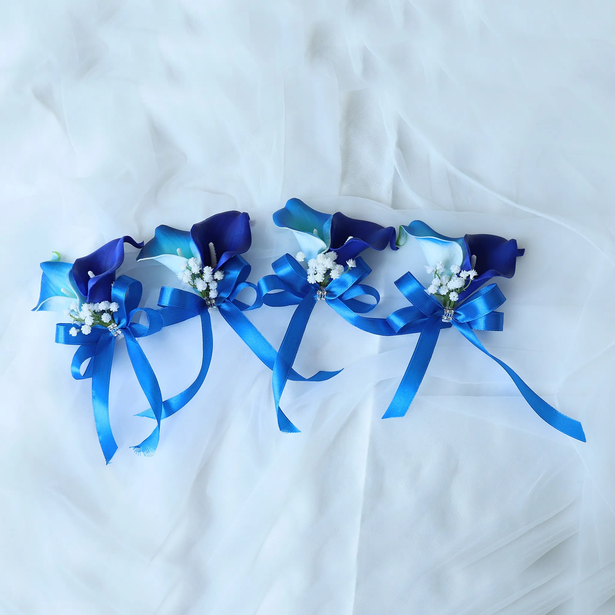 Royal Blue Calla Lily Wedding Bouquets Boutonnieres Corsages