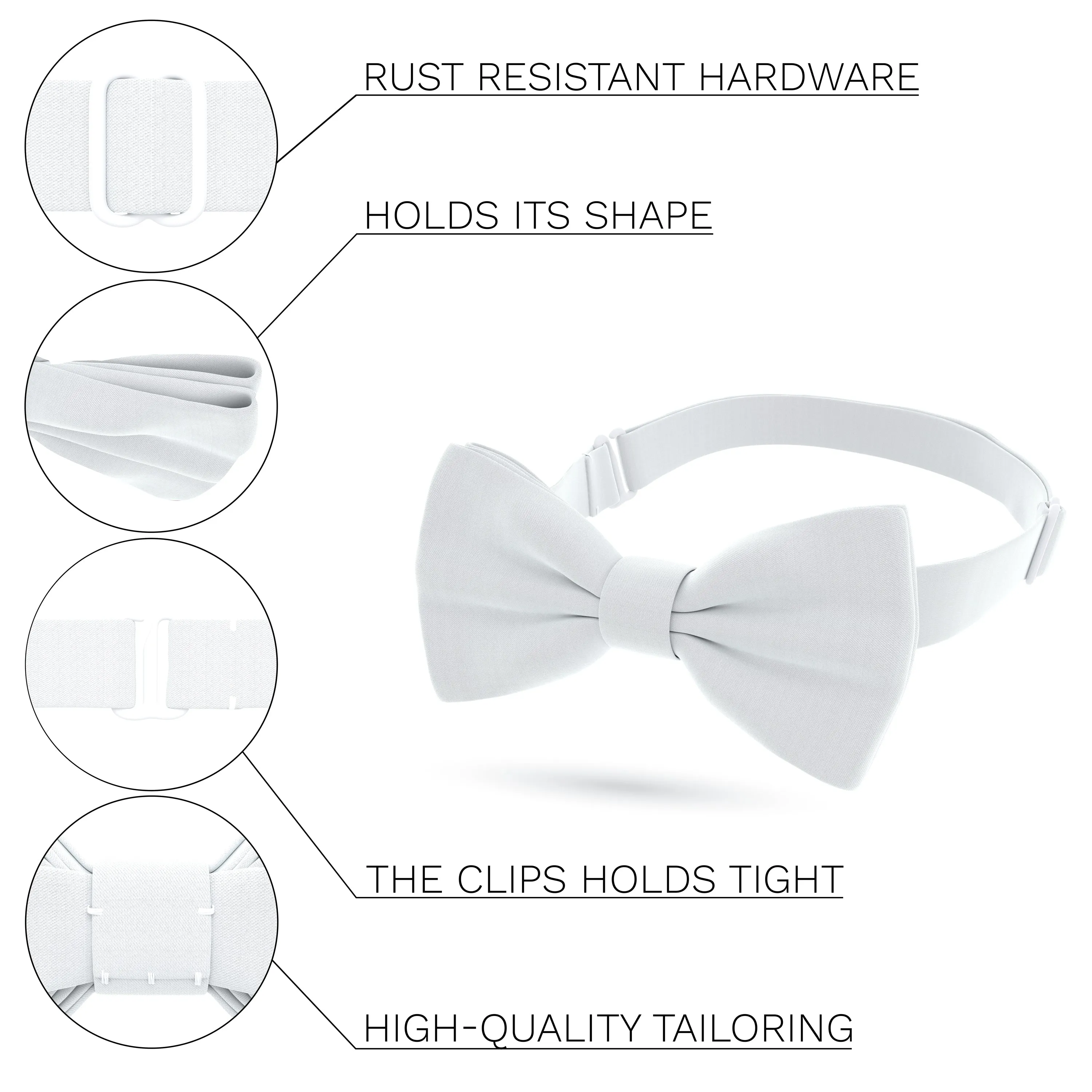 Satin White Bow Tie