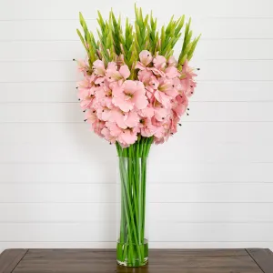 Signature Collection 44” Gladiola Artificial Arrangement in Glass Vase