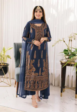 Teal Blue Suit - Maahru, Noorie & Meerub '23 by Asim Jofa - AJSM-49