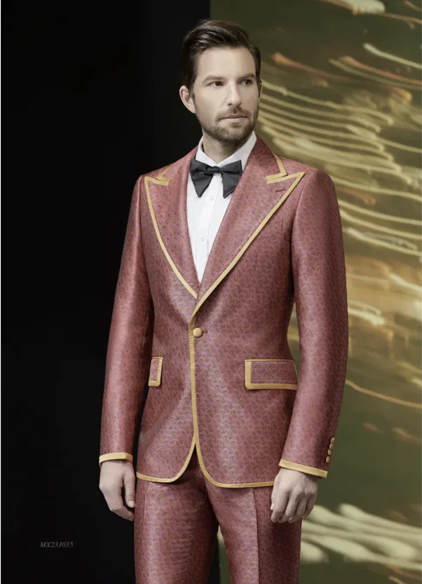 Tuxedo Red and Cerise/ Gold Patterned Brocade Jacket / Style Number J39187/220