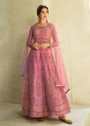 Wedding Party Pink & Gold Embroidered Stunning Anarkali Suit