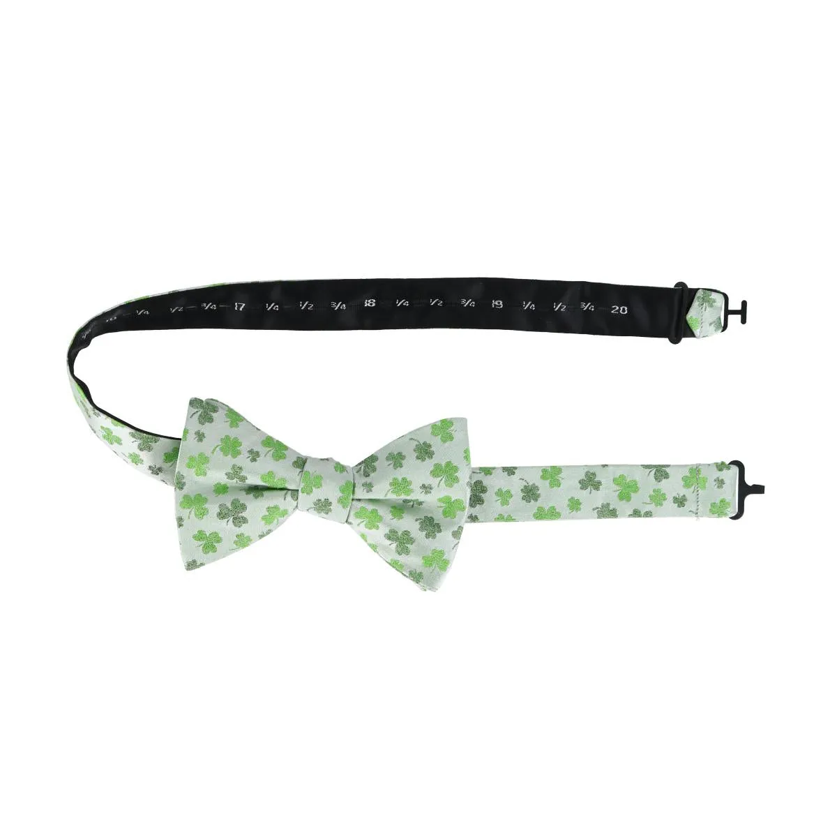 White Shamrock Novelty Silk Bow Tie