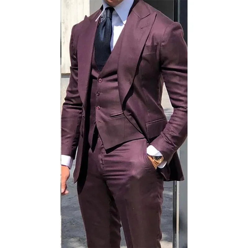 Wiaofellas  -  Men Suits 3 Pieces Set Prom Wedding Suits for Men Tuxedos Slim Fit Bridegroom Marriage Costume Custom Jacket Vest Pants